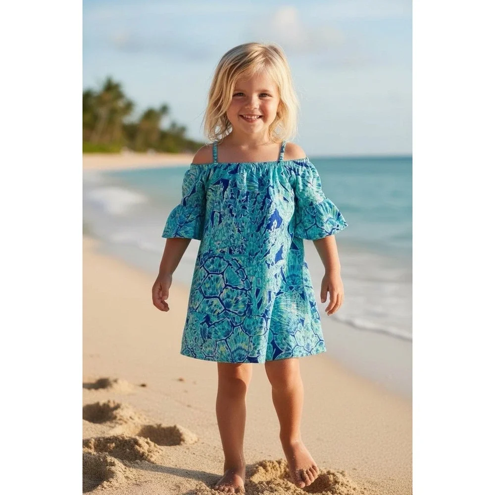 Lilly‎ Pulitzer Girls Off The Shoulder Jaci Dress Size Small S 4/5 Secret Escape